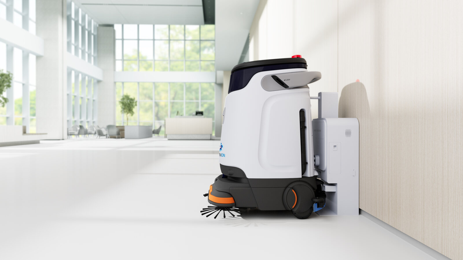 Upratovací robot Keenon v kancelárskom priestore